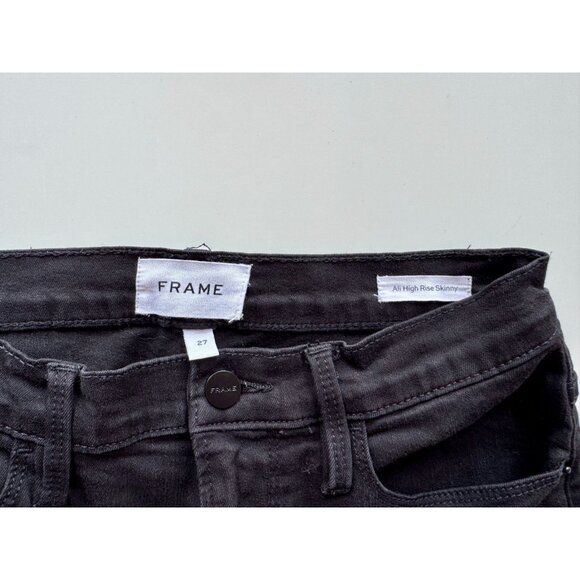 FRAME Ali Noir Black High Rise Skinny Cigarette Jeans, Size 27 - Picture 12 of 14